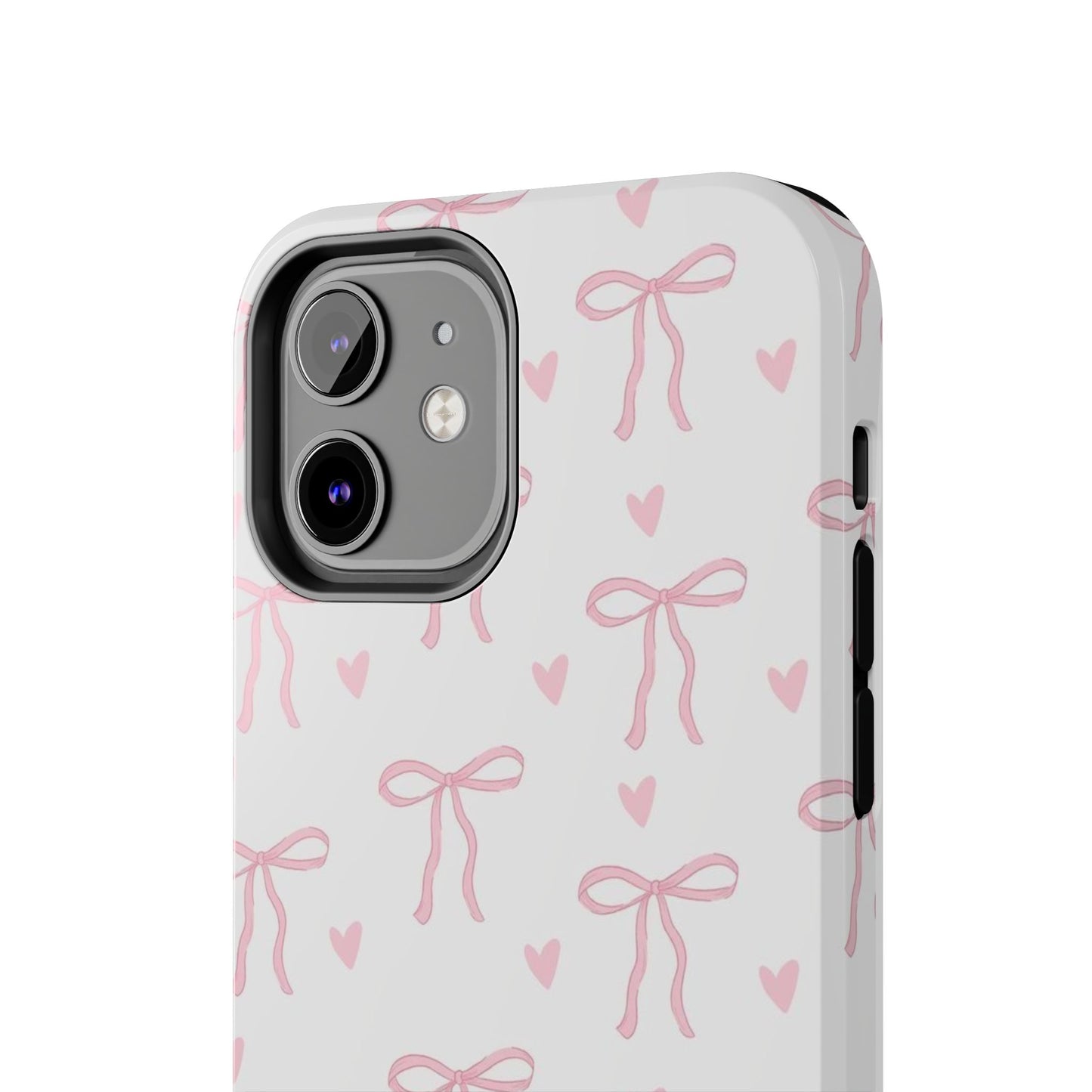 Cute Bow & Heart Tough Phone Case - Stylish Protection for All Occasions