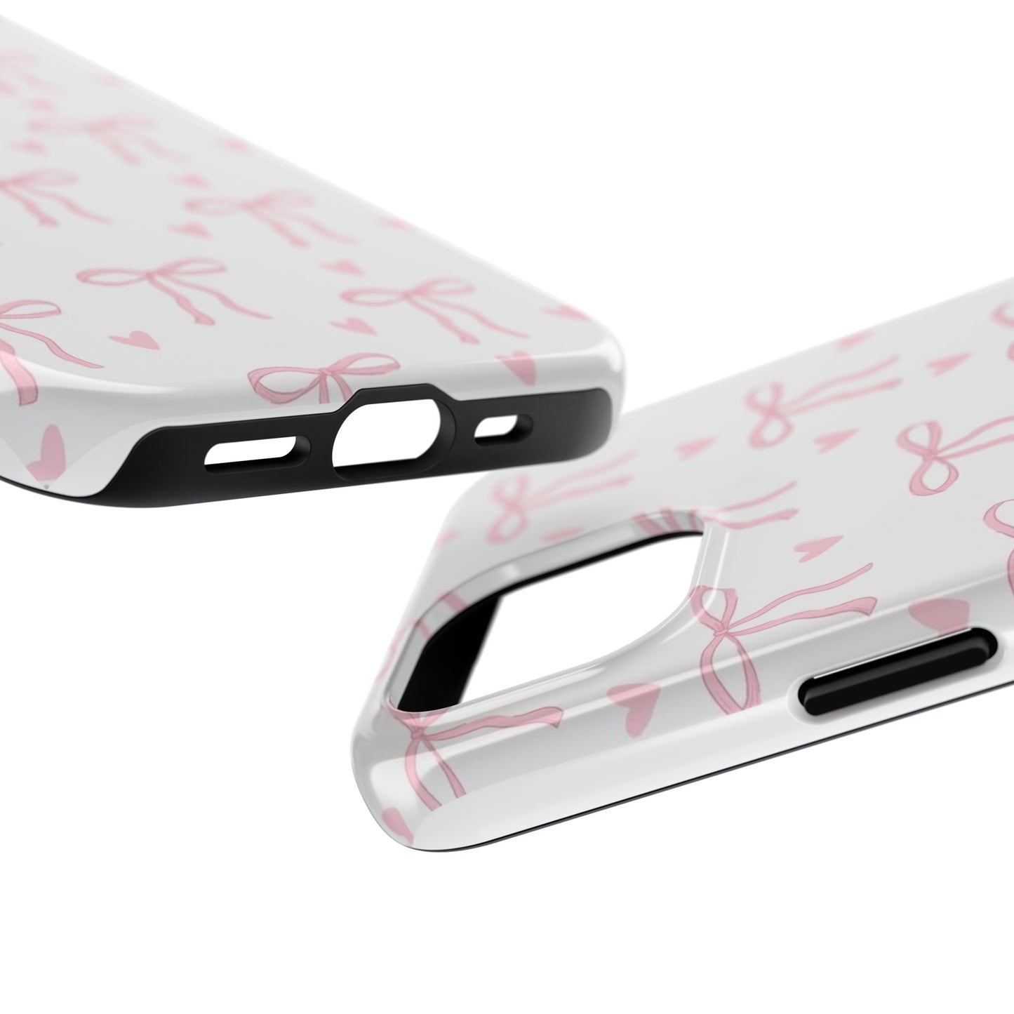 Cute Bow & Heart Tough Phone Case - Stylish Protection for All Occasions