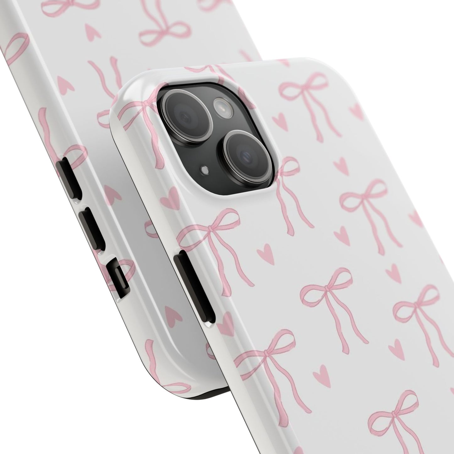 Cute Bow & Heart Tough Phone Case - Stylish Protection for All Occasions