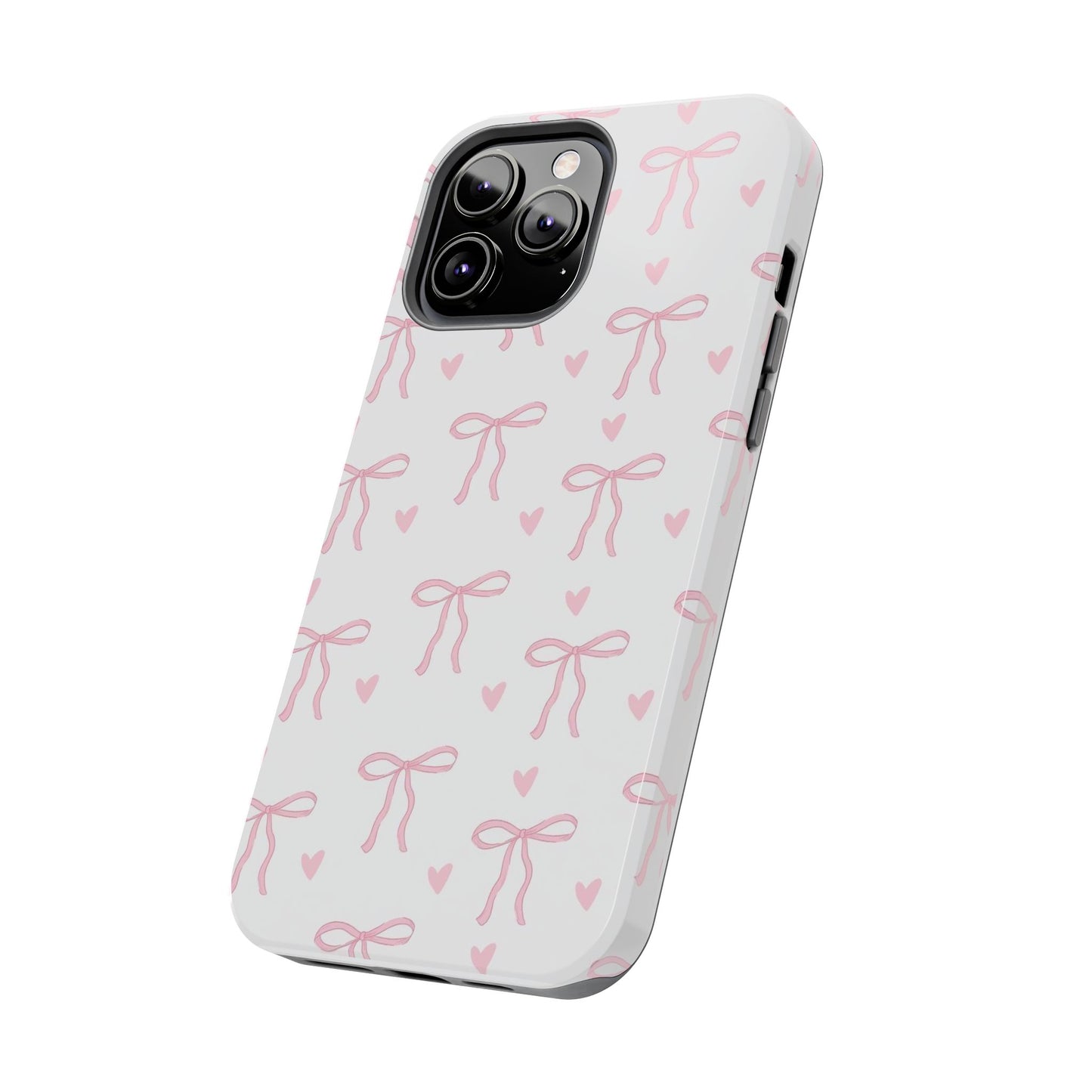 Cute Bow & Heart Tough Phone Case - Stylish Protection for All Occasions