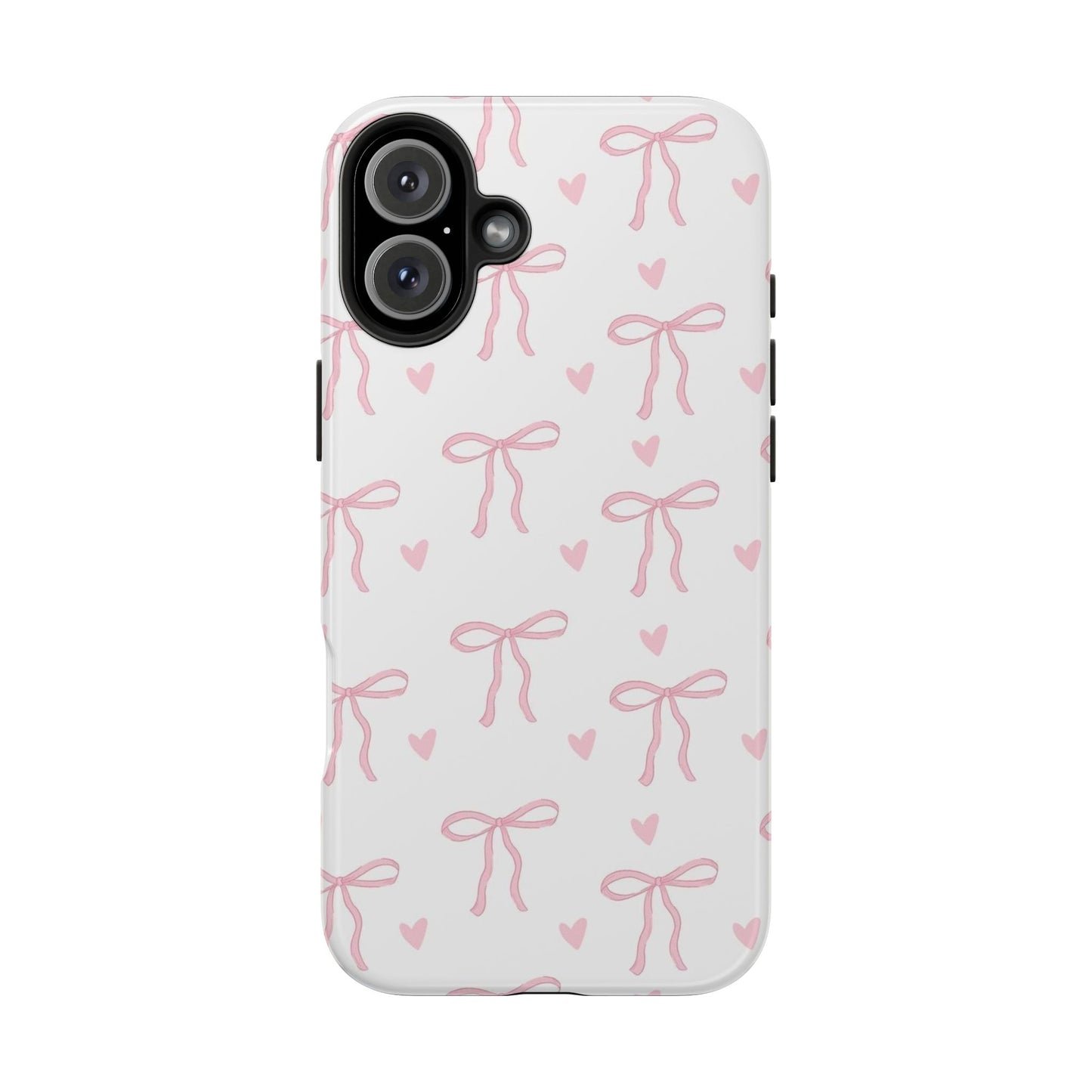 Cute Bow & Heart Tough Phone Case - Stylish Protection for All Occasions