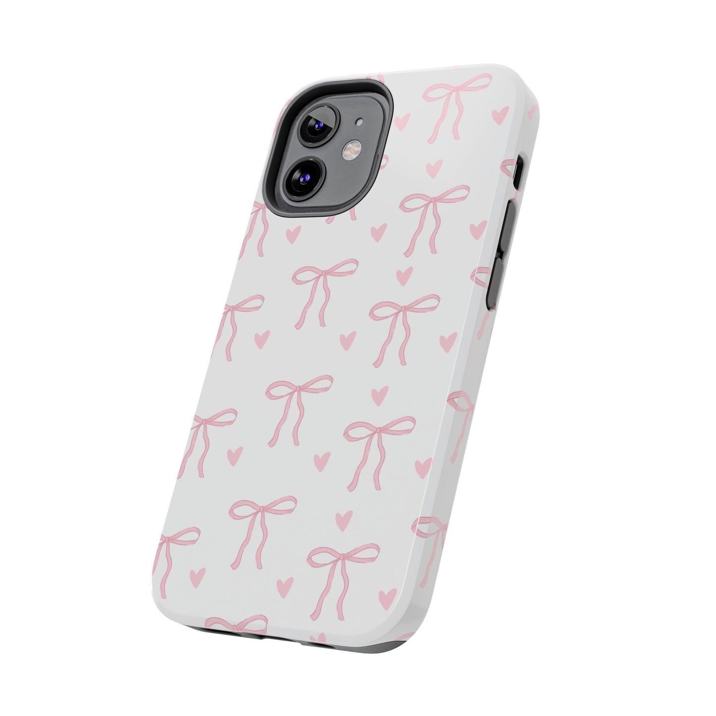 Cute Bow & Heart Tough Phone Case - Stylish Protection for All Occasions