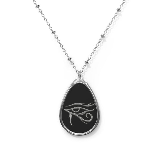 Mystical Eye Oval Necklace - Elegant Silver Jewelry for Everyday Wear