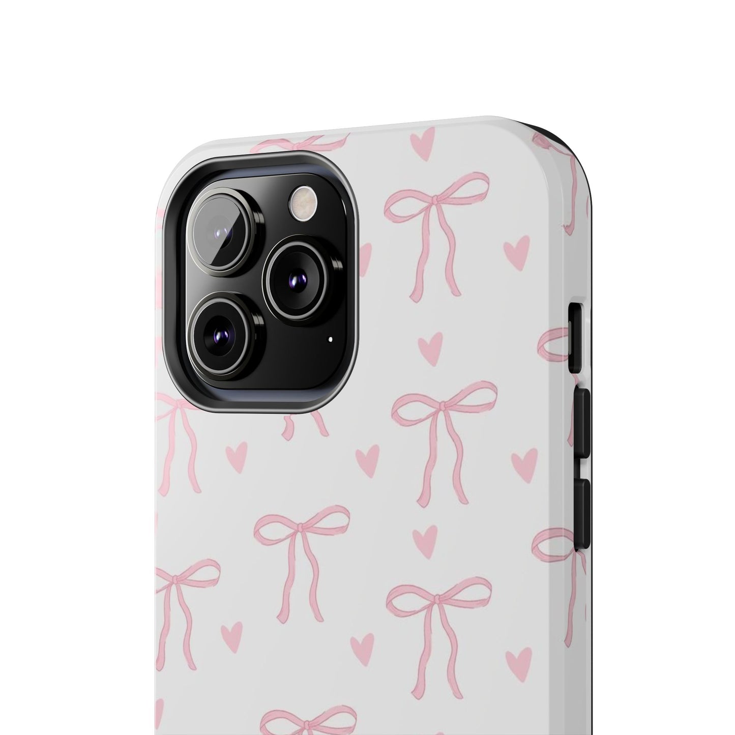 Cute Bow & Heart Tough Phone Case - Stylish Protection for All Occasions