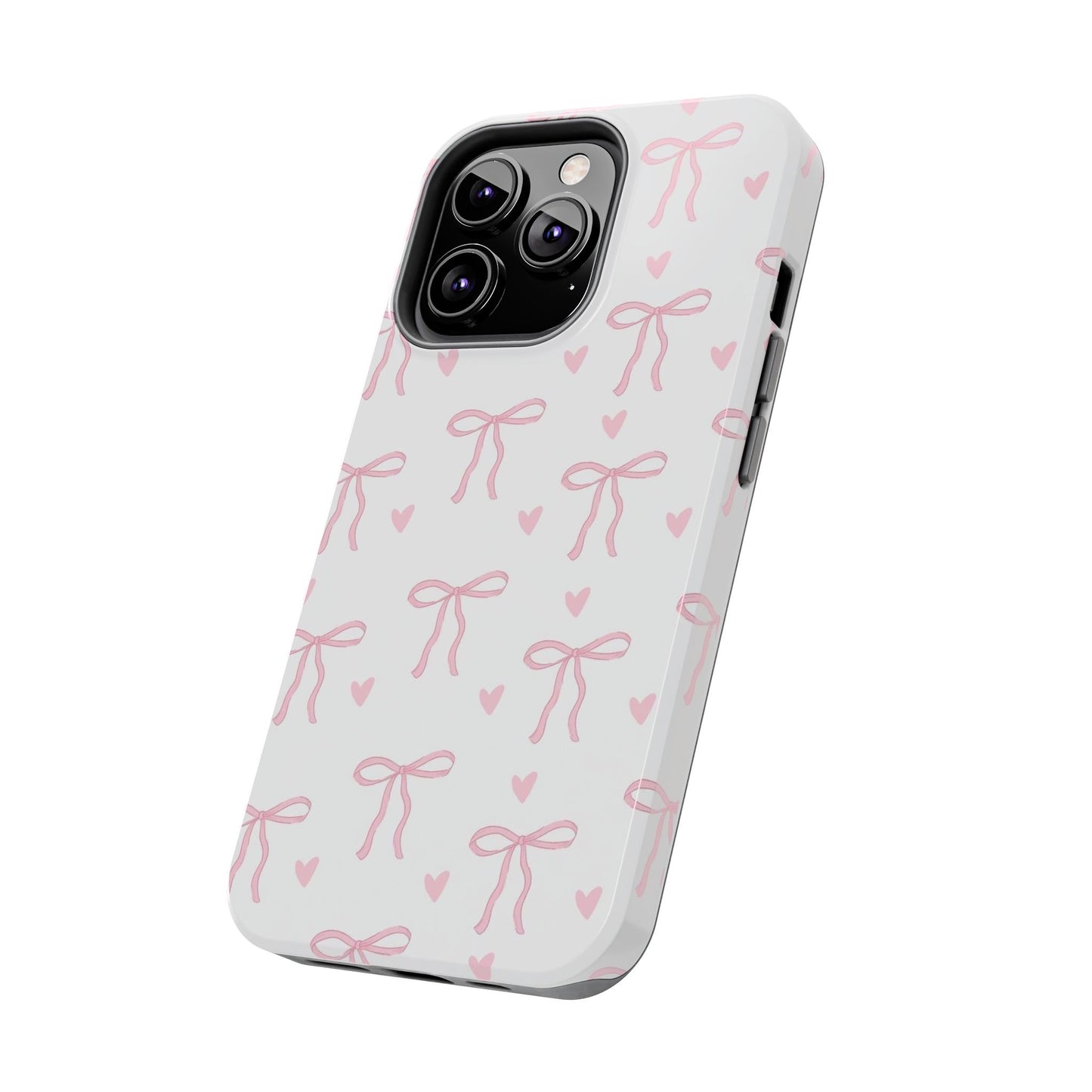 Cute Bow & Heart Tough Phone Case - Stylish Protection for All Occasions