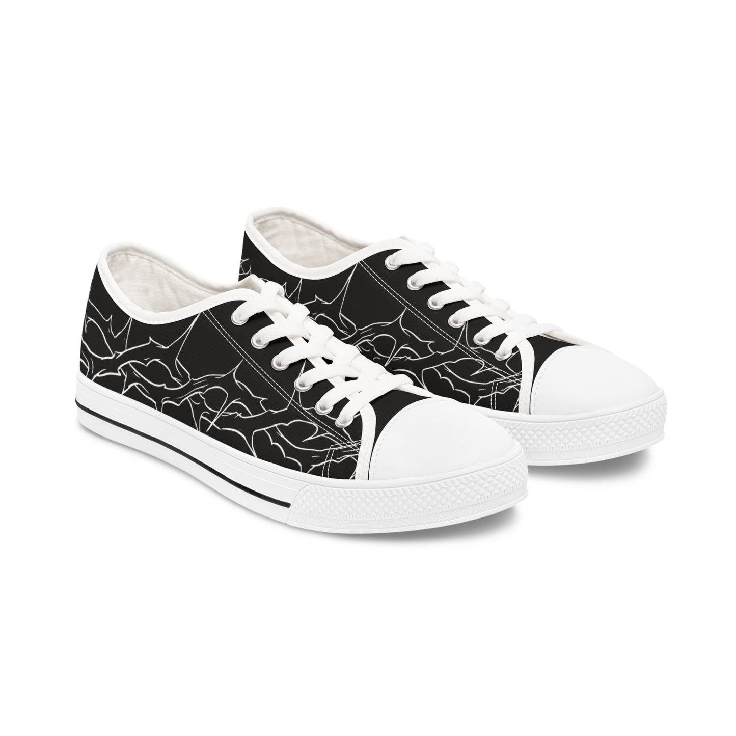 Women's Low Top Sneakers with Abstract Line Art Design