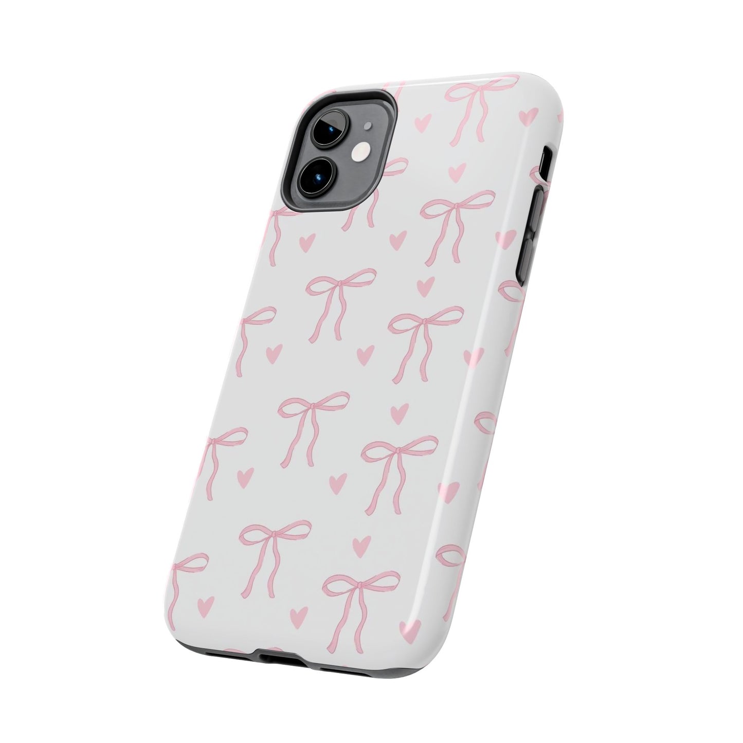 Cute Bow & Heart Tough Phone Case - Stylish Protection for All Occasions