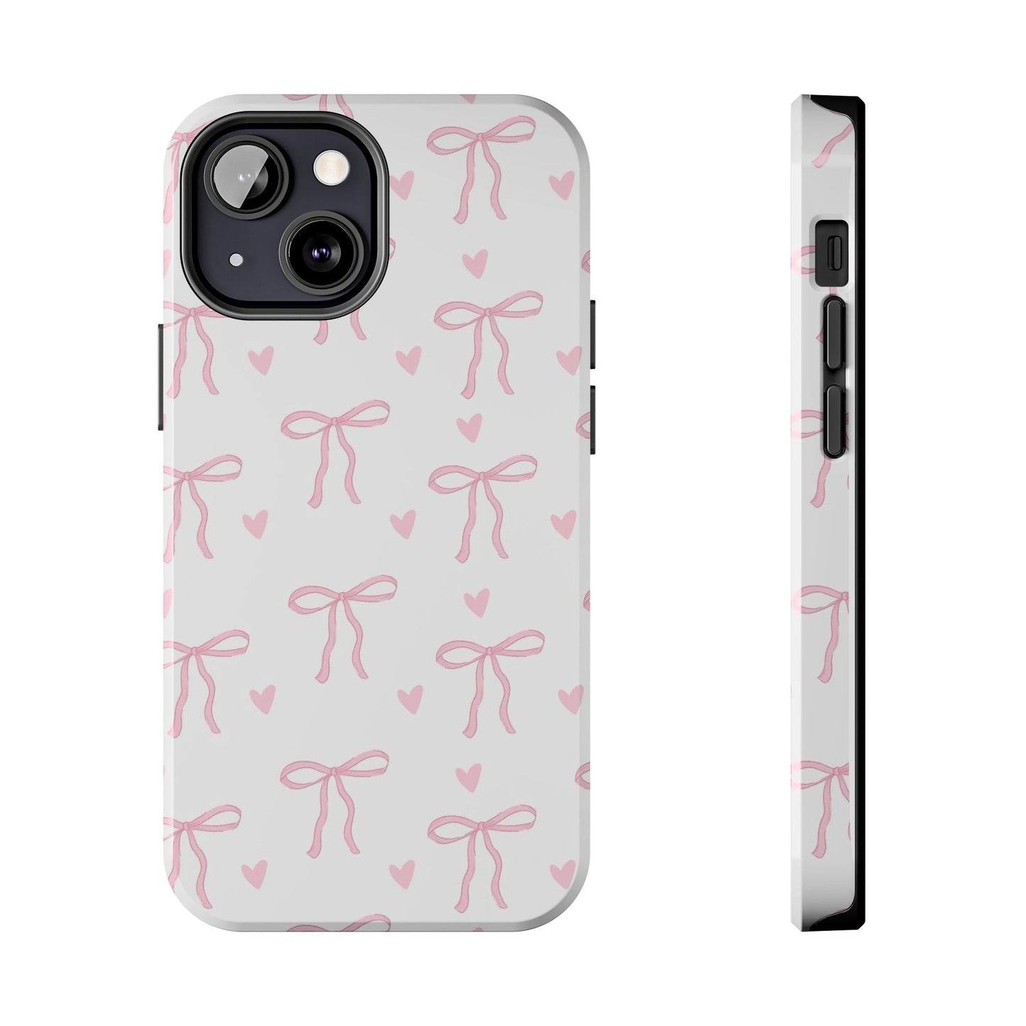 Cute Bow & Heart Tough Phone Case - Stylish Protection for All Occasions