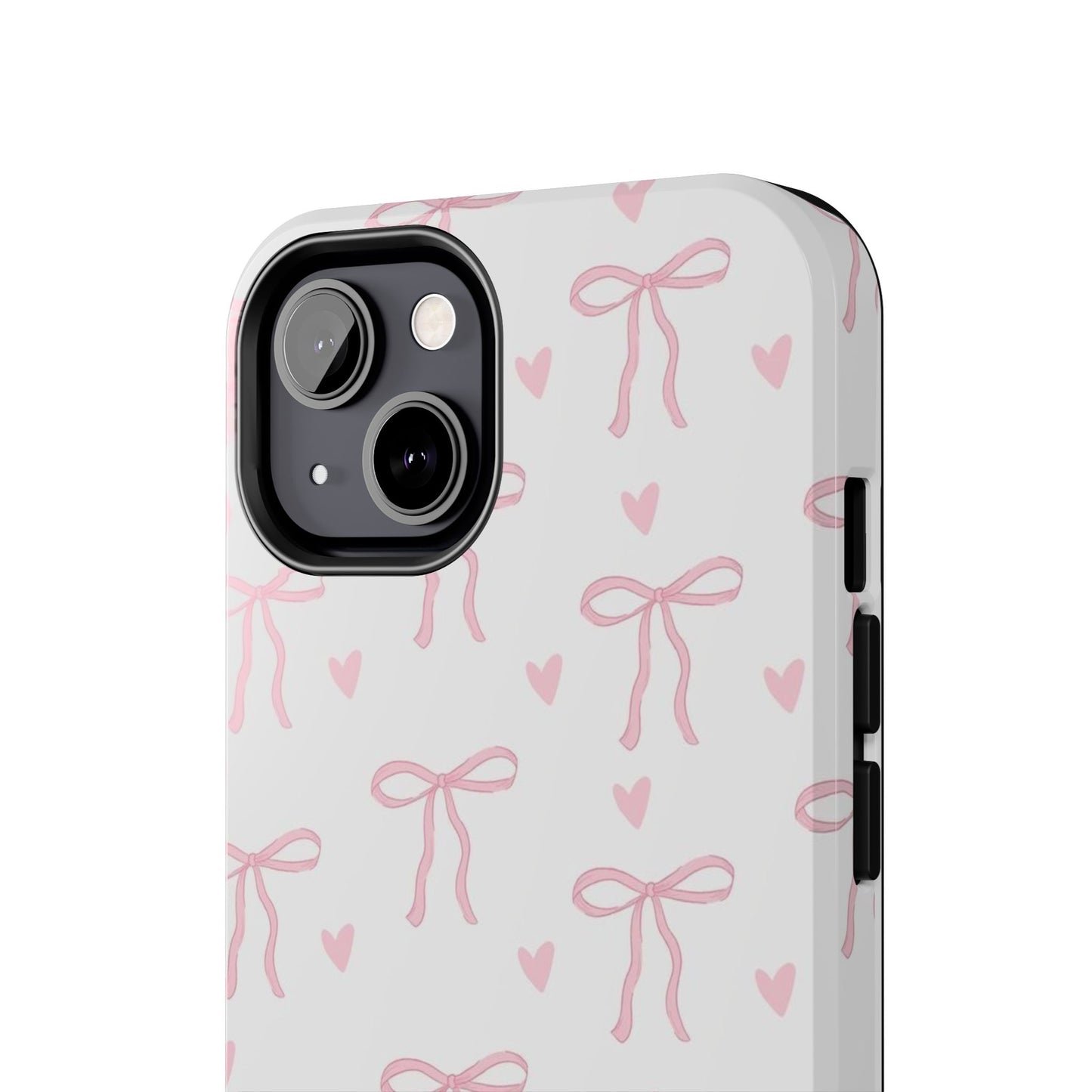 Cute Bow & Heart Tough Phone Case - Stylish Protection for All Occasions