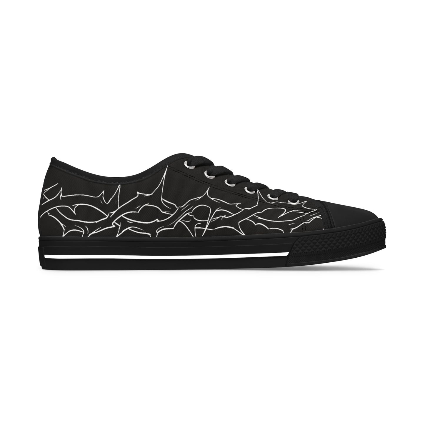 Women's Low Top Sneakers with Abstract Line Art Design