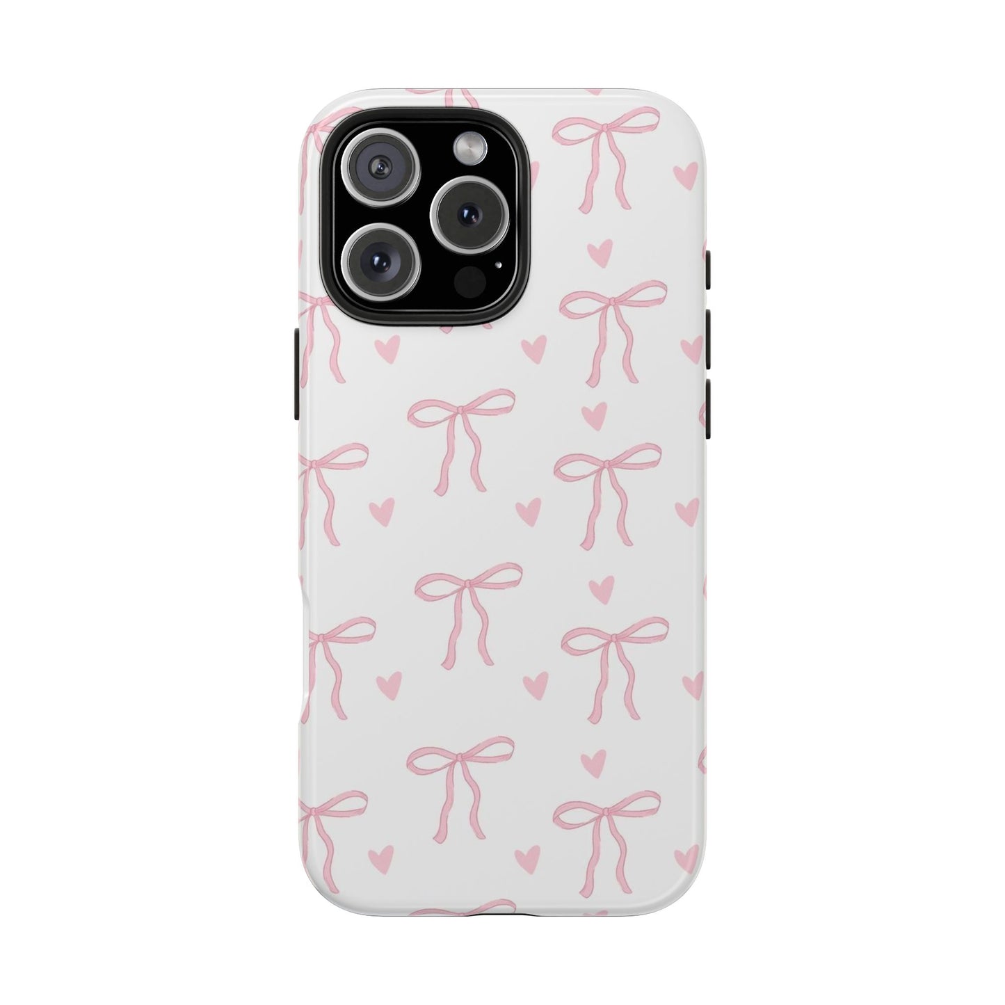 Cute Bow & Heart Tough Phone Case - Stylish Protection for All Occasions