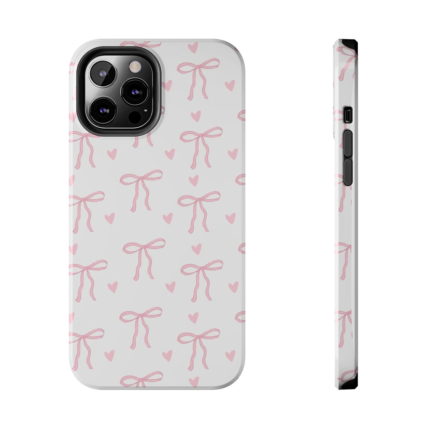 Cute Bow & Heart Tough Phone Case - Stylish Protection for All Occasions