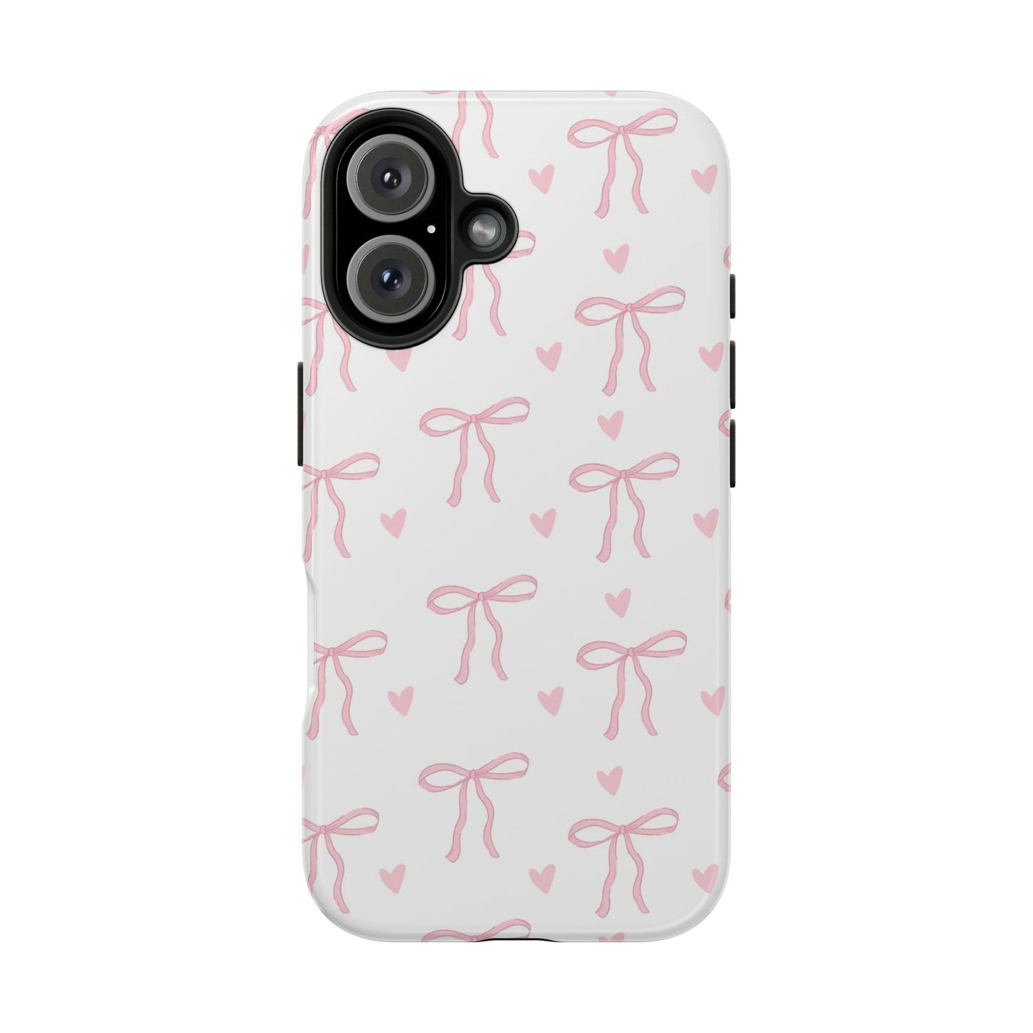 Cute Bow & Heart Tough Phone Case - Stylish Protection for All Occasions