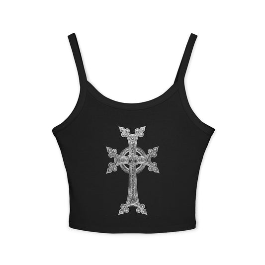 Gothic Cross Women's Spaghetti Strap Tank Top | Edgy Casual Wear for Celebrations