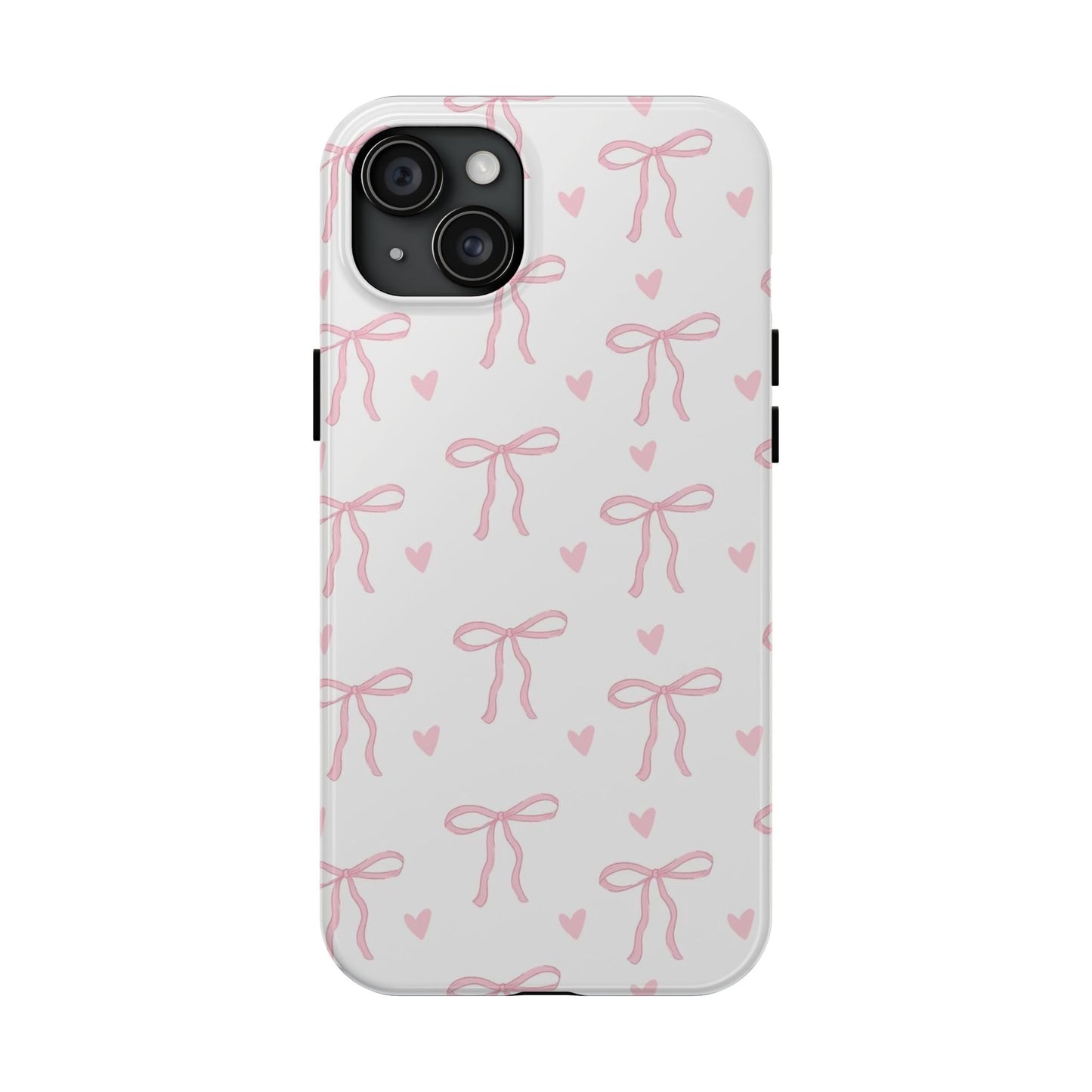 Cute Bow & Heart Tough Phone Case - Stylish Protection for All Occasions