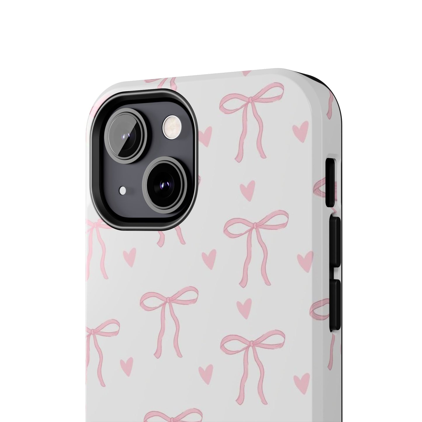 Cute Bow & Heart Tough Phone Case - Stylish Protection for All Occasions