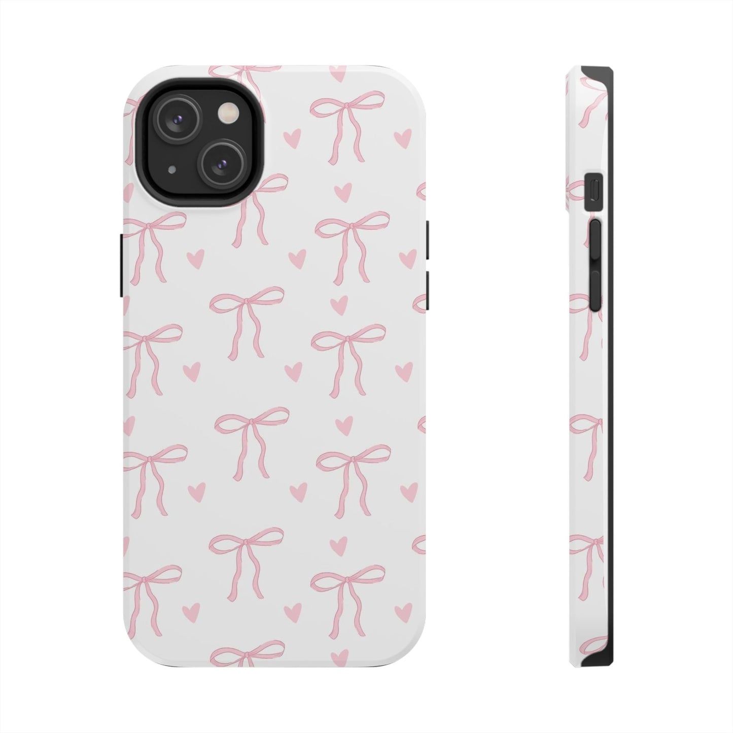 Cute Bow & Heart Tough Phone Case - Stylish Protection for All Occasions