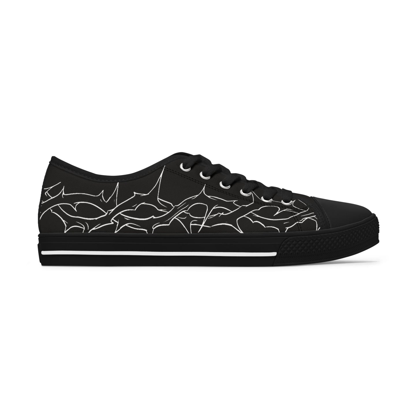 Women's Low Top Sneakers with Abstract Line Art Design