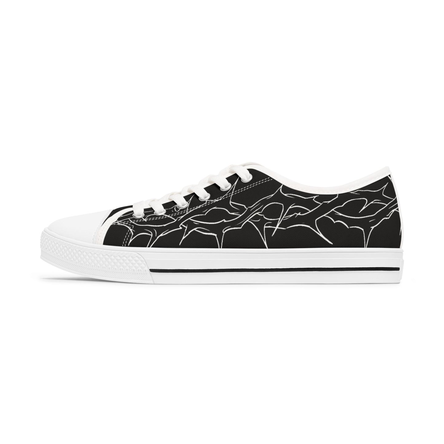 Women's Low Top Sneakers with Abstract Line Art Design