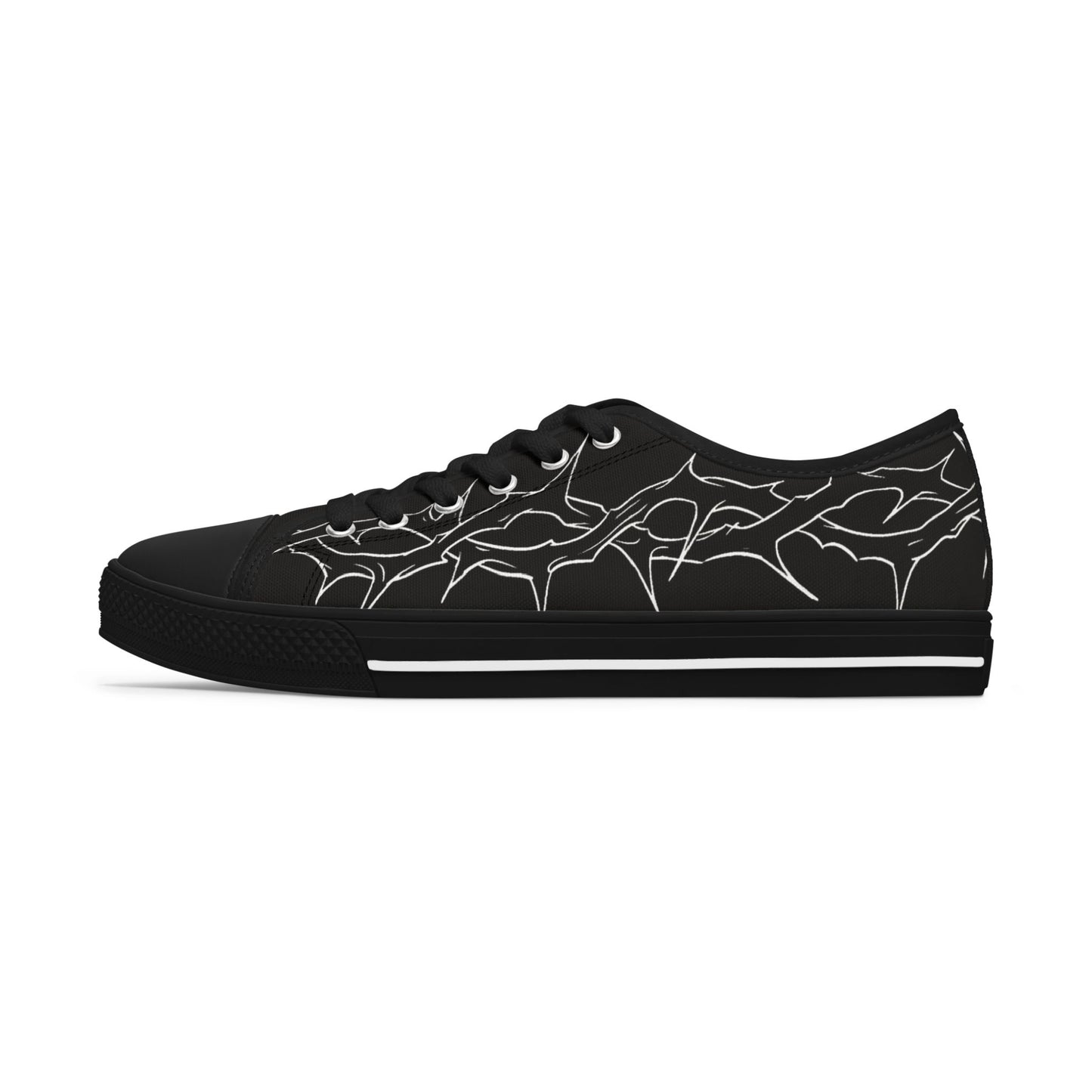 Women's Low Top Sneakers with Abstract Line Art Design