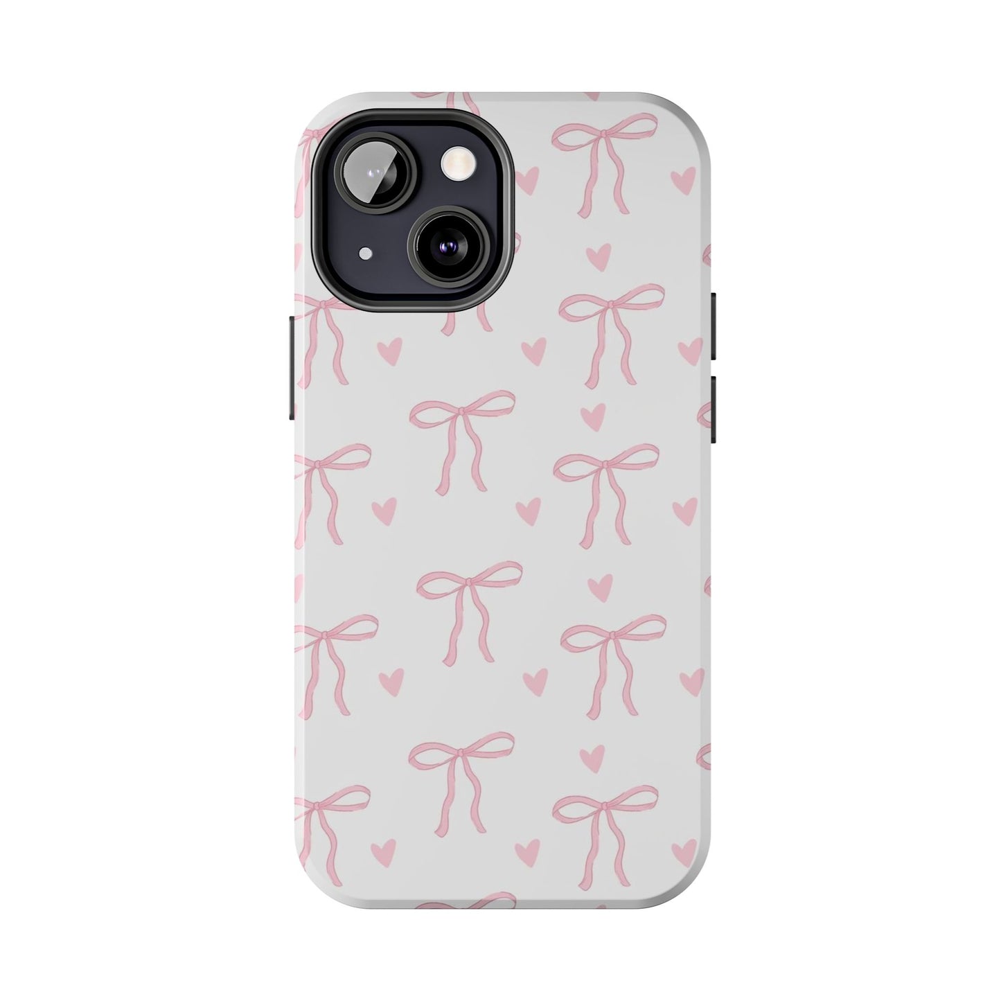 Cute Bow & Heart Tough Phone Case - Stylish Protection for All Occasions