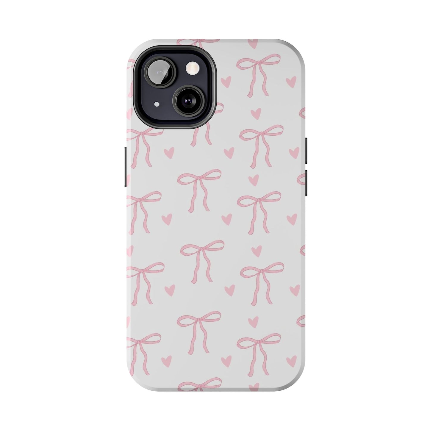 Cute Bow & Heart Tough Phone Case - Stylish Protection for All Occasions