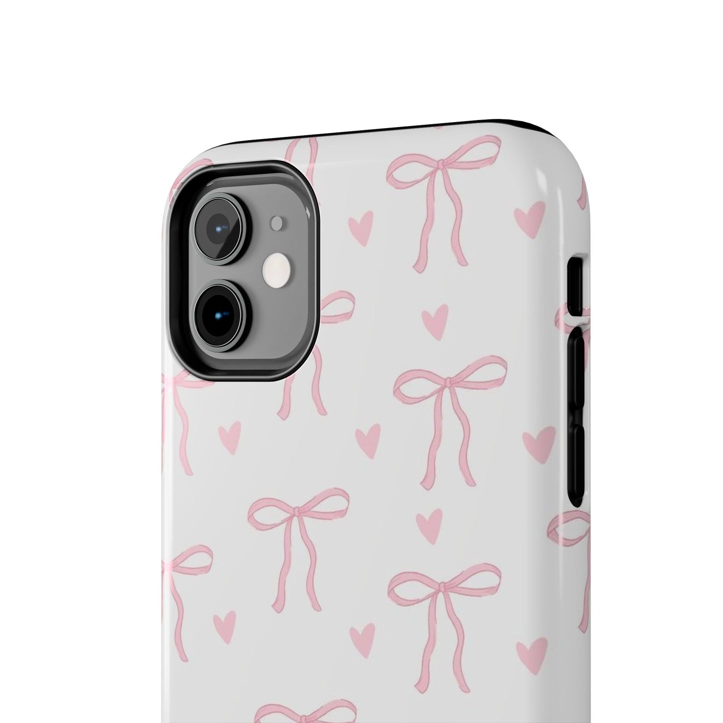 Cute Bow & Heart Tough Phone Case - Stylish Protection for All Occasions