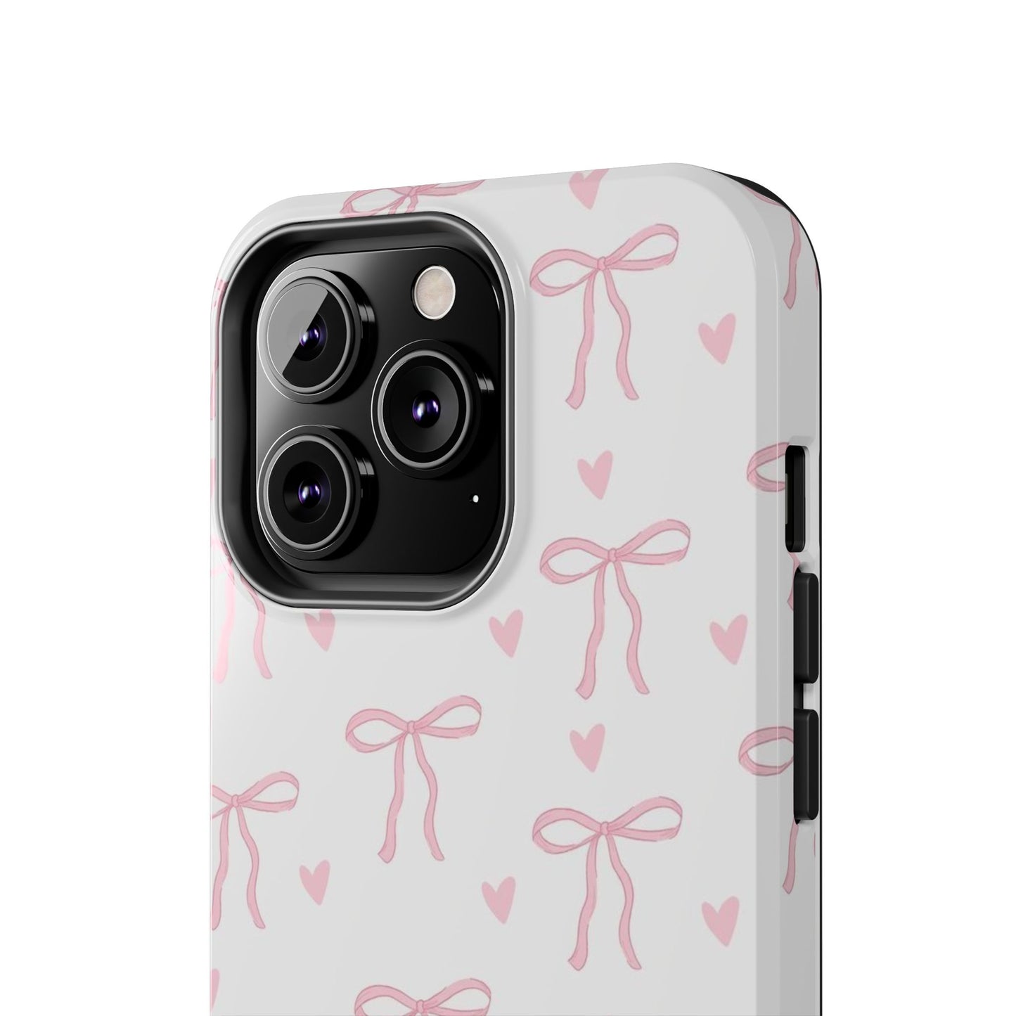 Cute Bow & Heart Tough Phone Case - Stylish Protection for All Occasions