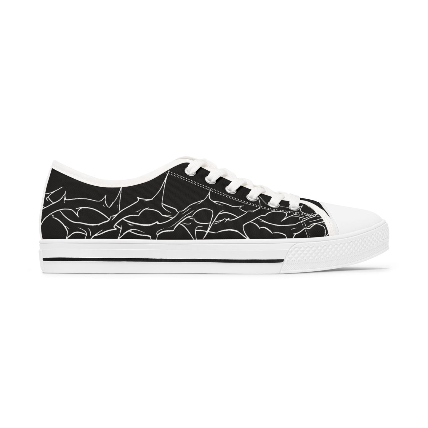 Women's Low Top Sneakers with Abstract Line Art Design