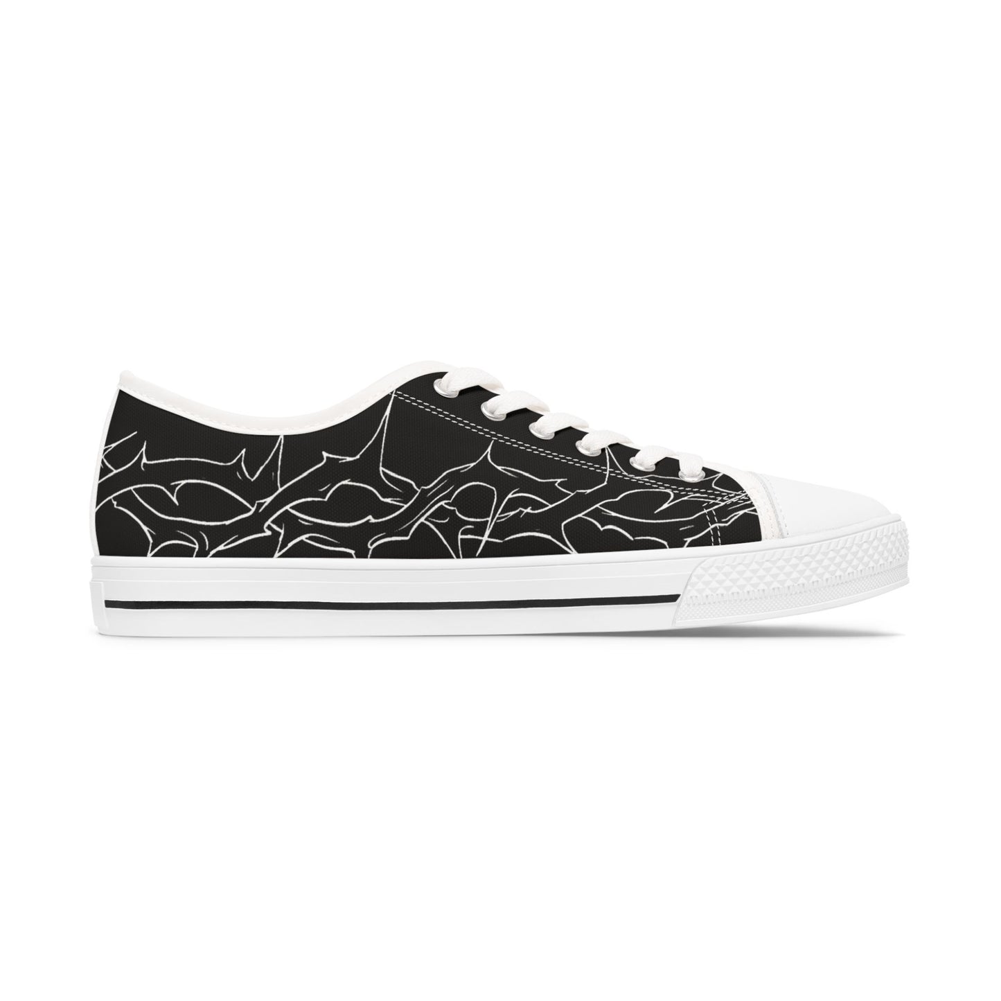 Women's Low Top Sneakers with Abstract Line Art Design