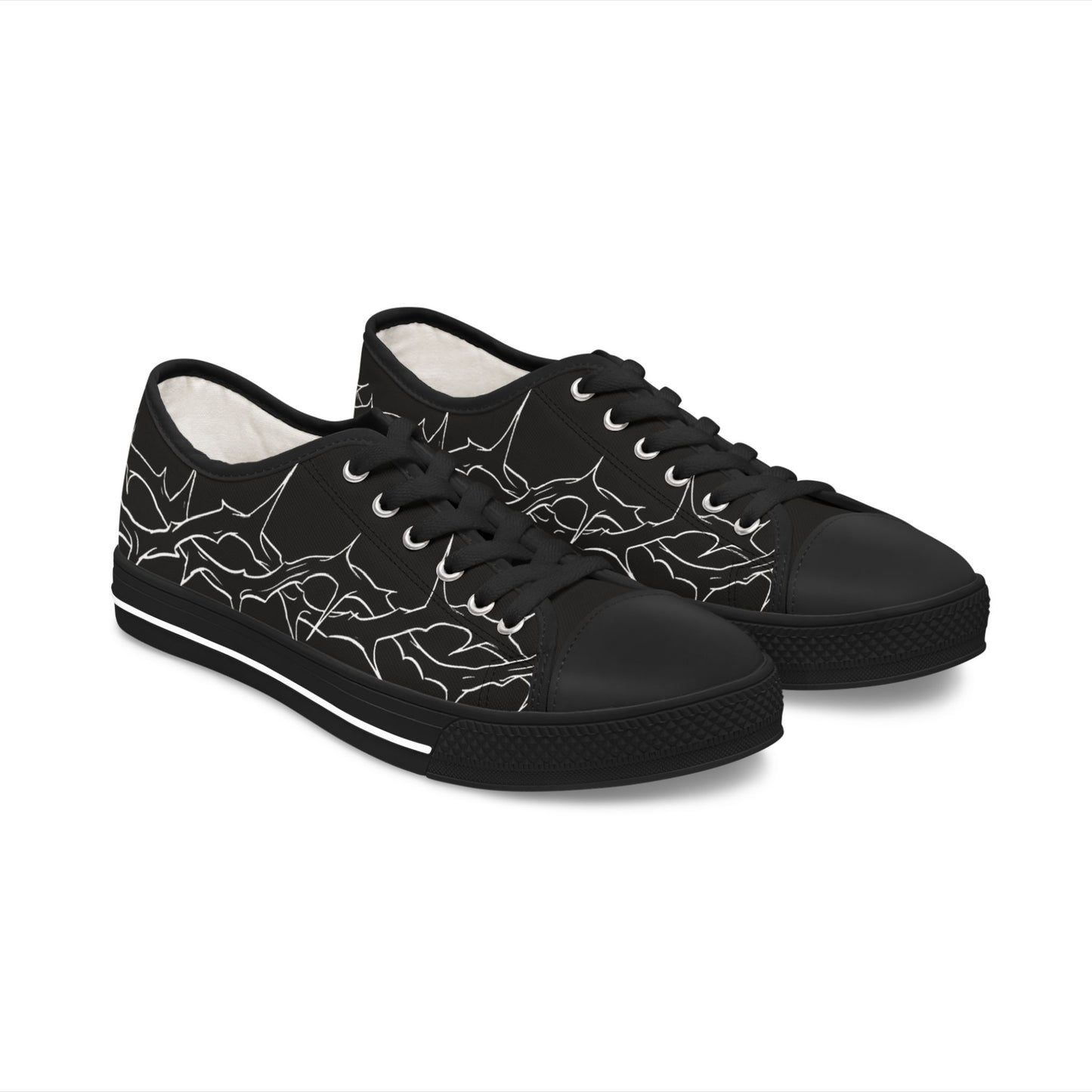 Women's Low Top Sneakers with Abstract Line Art Design