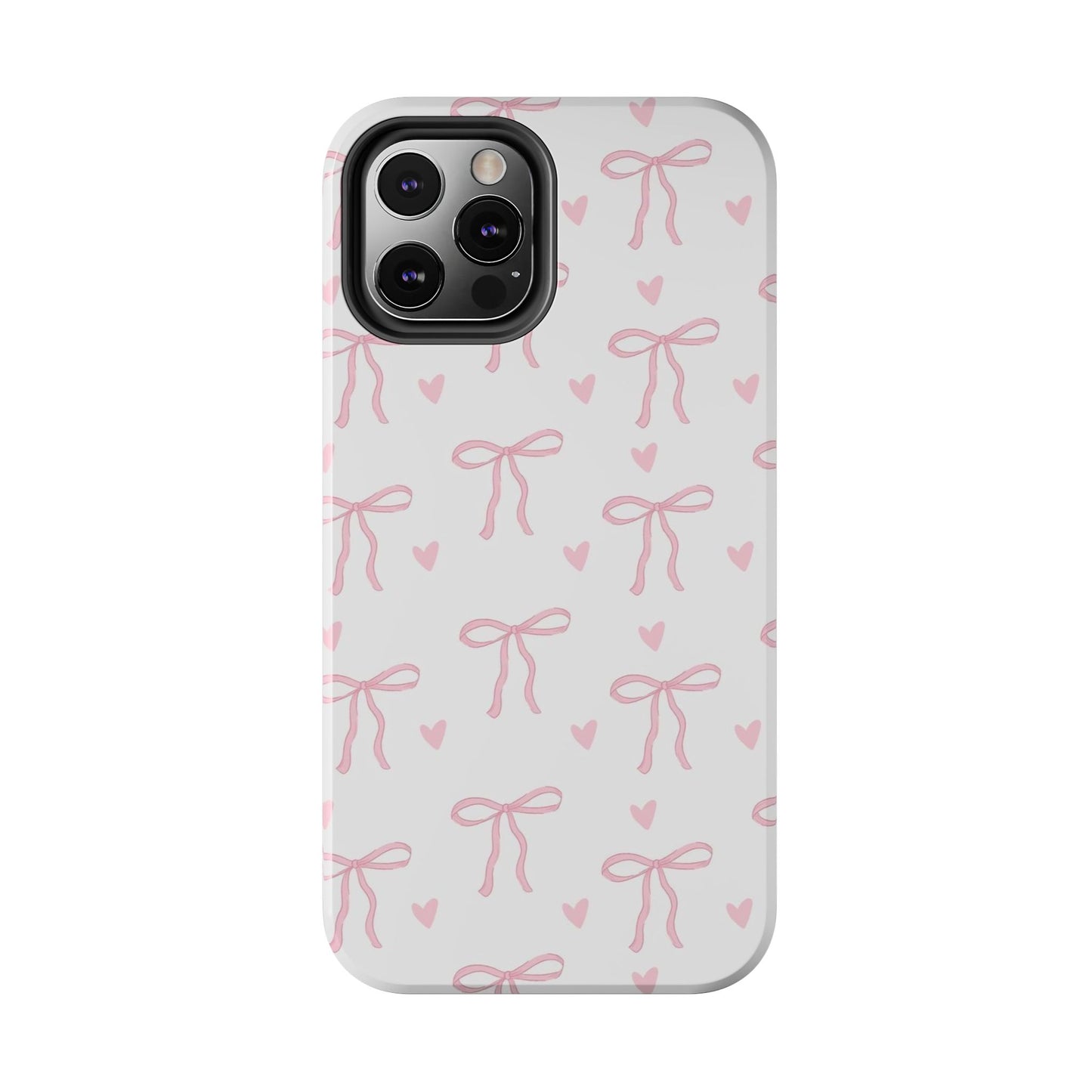 Cute Bow & Heart Tough Phone Case - Stylish Protection for All Occasions