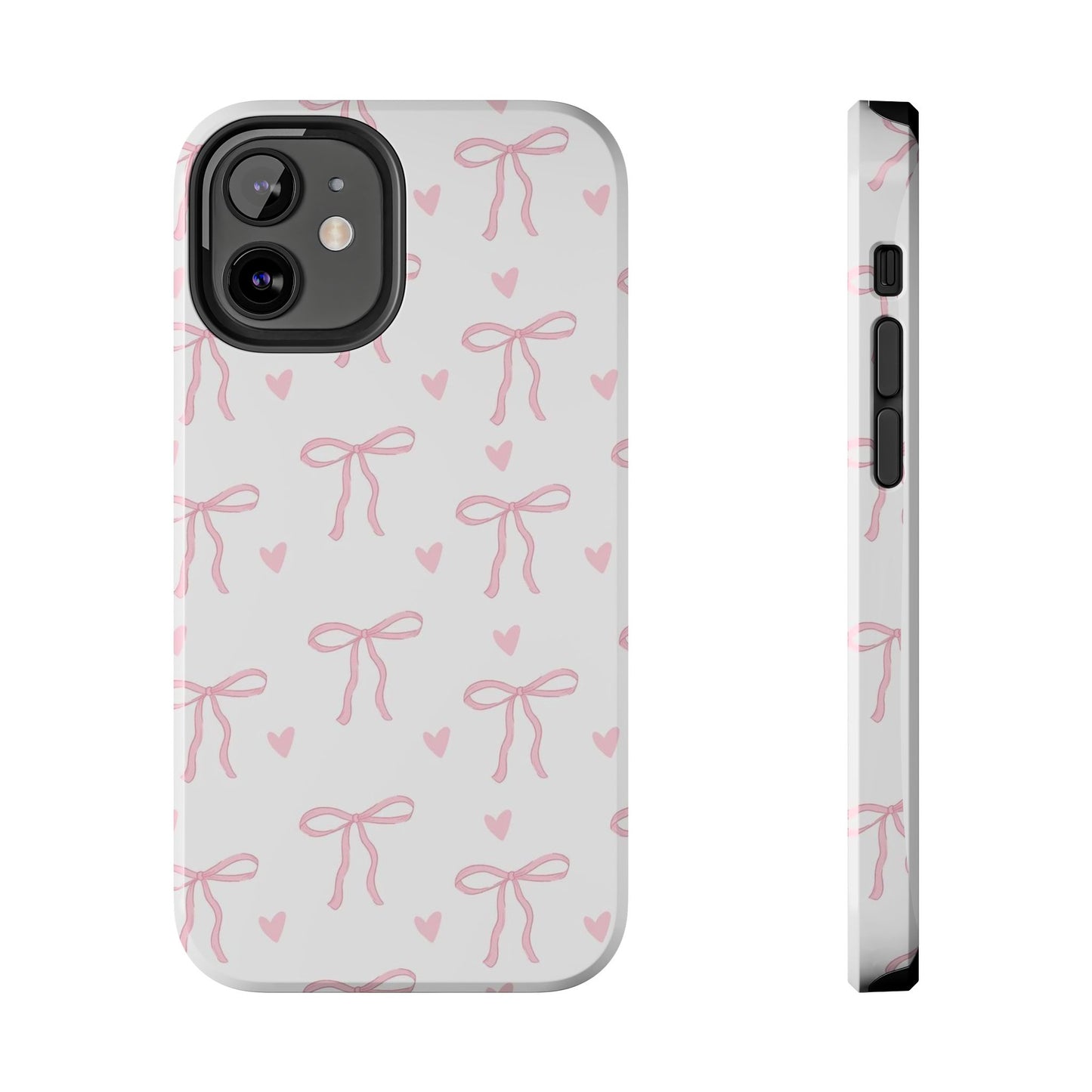 Cute Bow & Heart Tough Phone Case - Stylish Protection for All Occasions