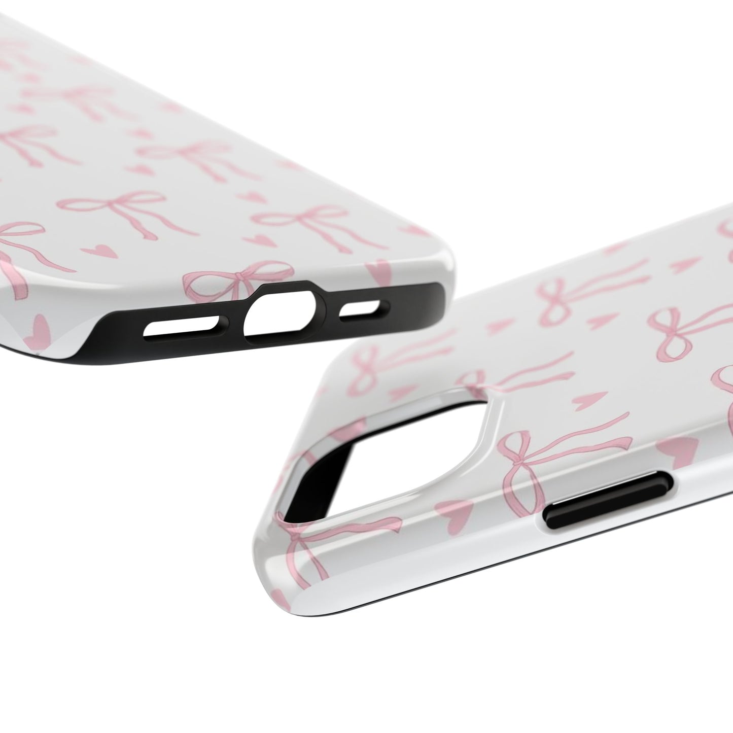 Cute Bow & Heart Tough Phone Case - Stylish Protection for All Occasions