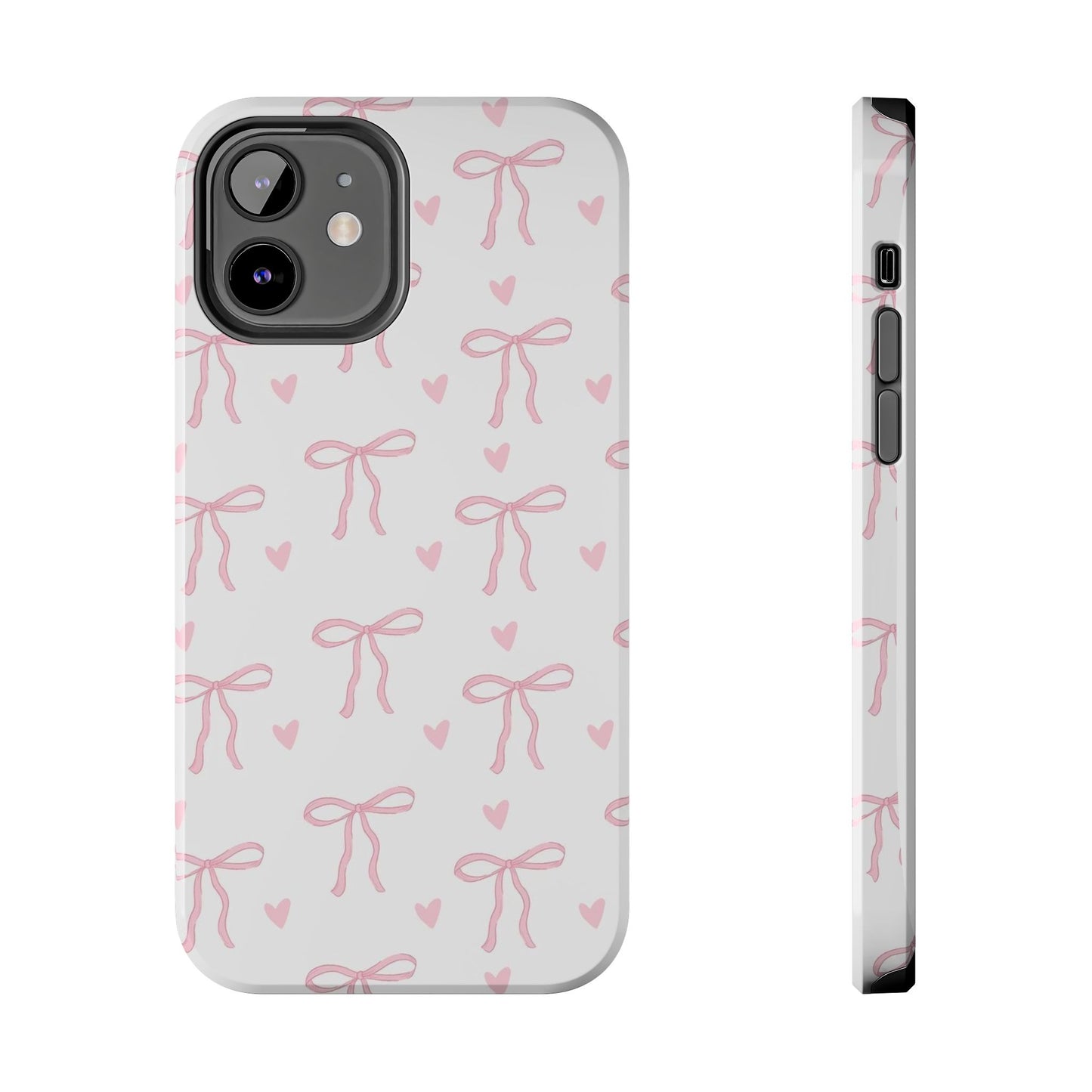 Cute Bow & Heart Tough Phone Case - Stylish Protection for All Occasions