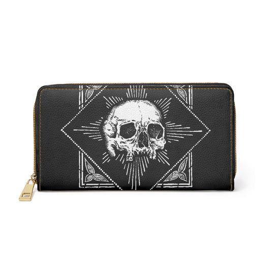 Gothic Skull Zipper Wallet - Stylish Leather Wallet for Alternative Fashion Lovers