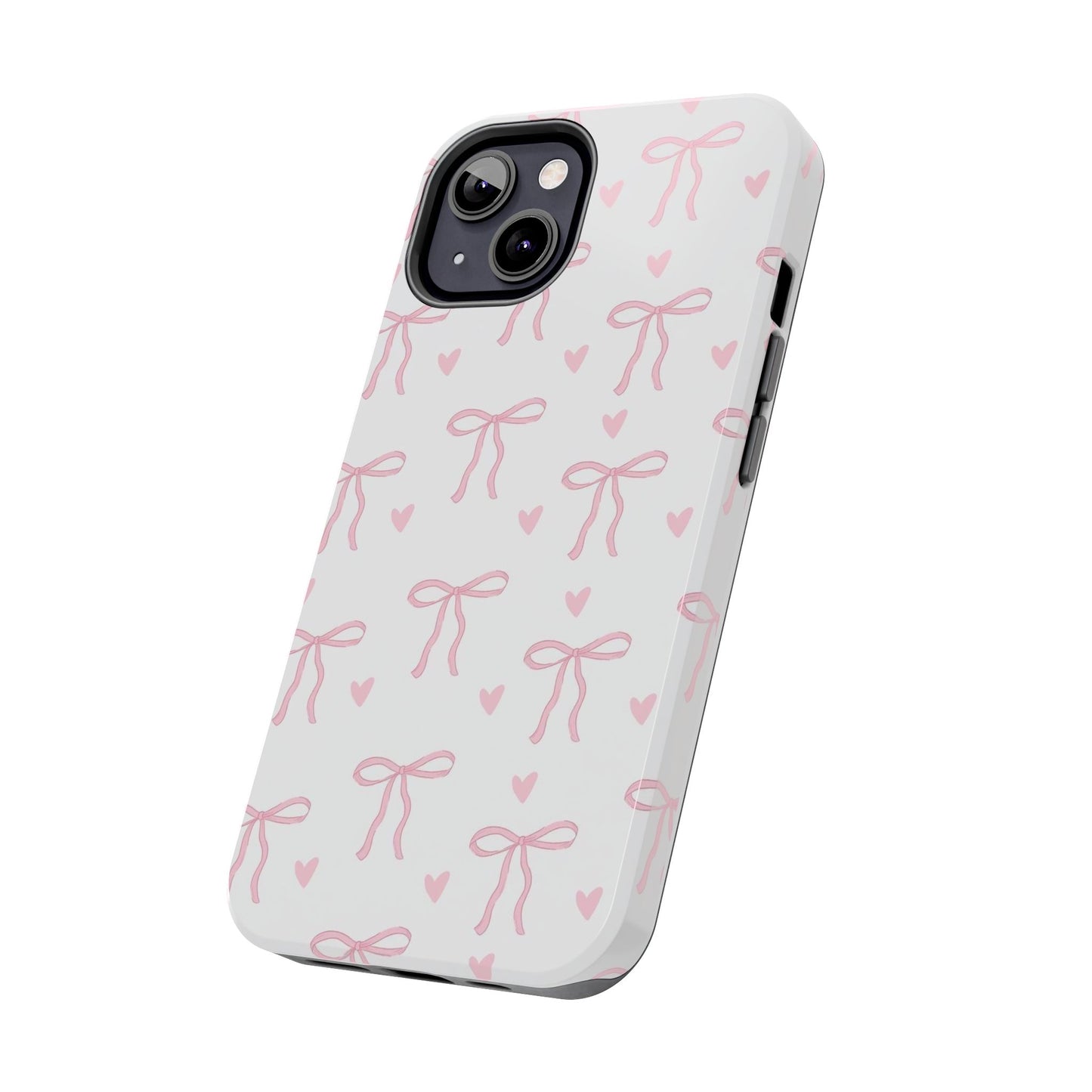 Cute Bow & Heart Tough Phone Case - Stylish Protection for All Occasions