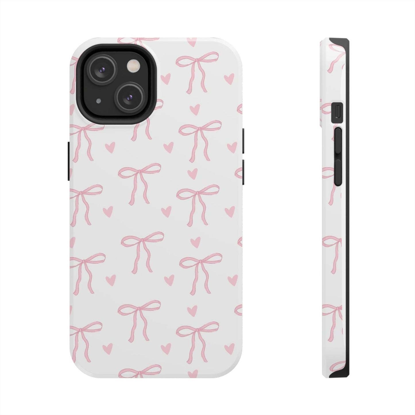 Cute Bow & Heart Tough Phone Case - Stylish Protection for All Occasions