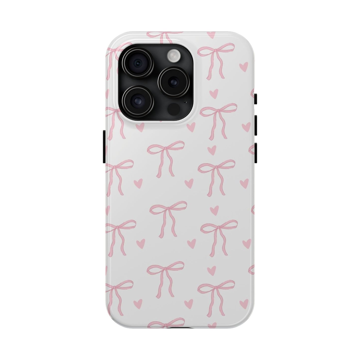 Cute Bow & Heart Tough Phone Case - Stylish Protection for All Occasions