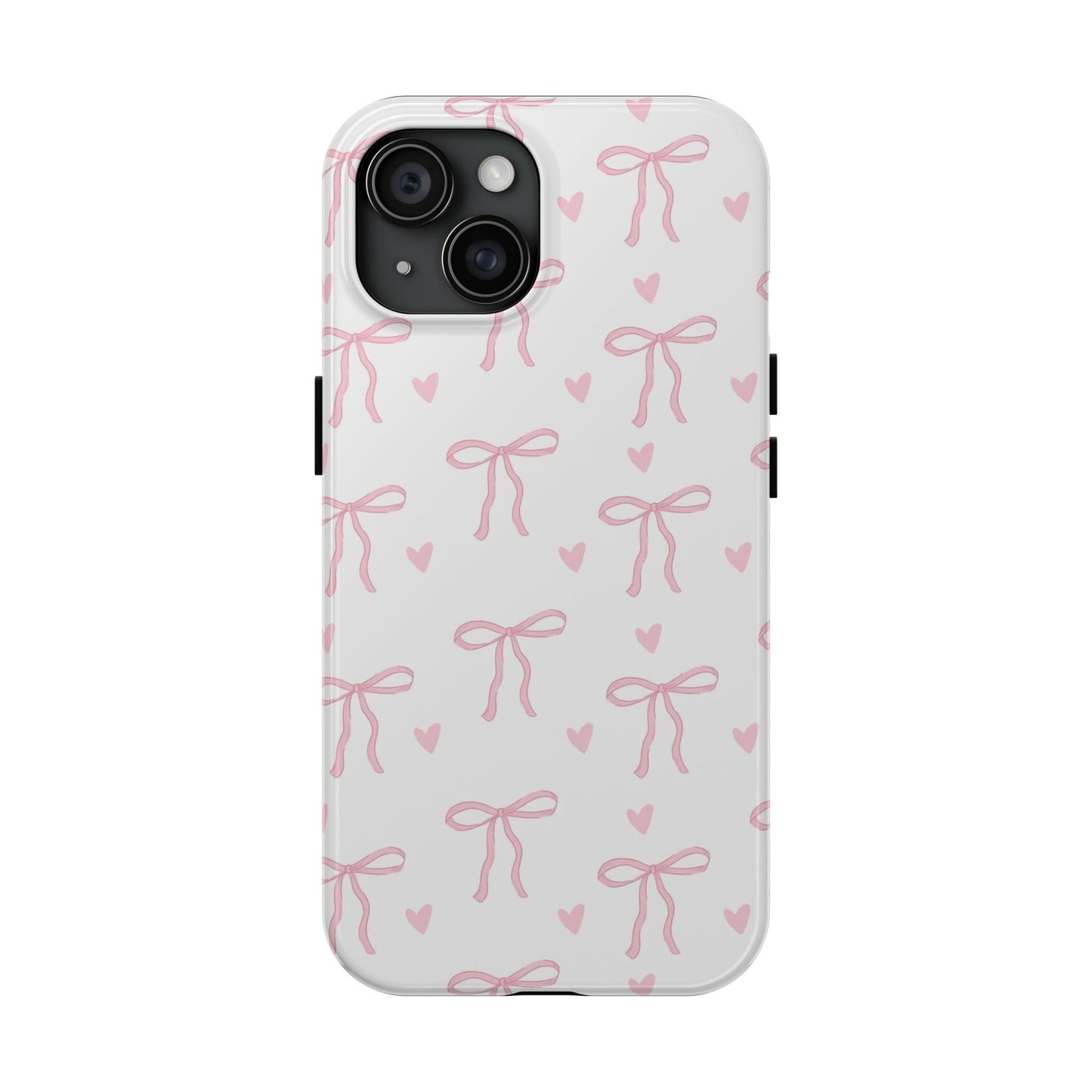 Cute Bow & Heart Tough Phone Case - Stylish Protection for All Occasions