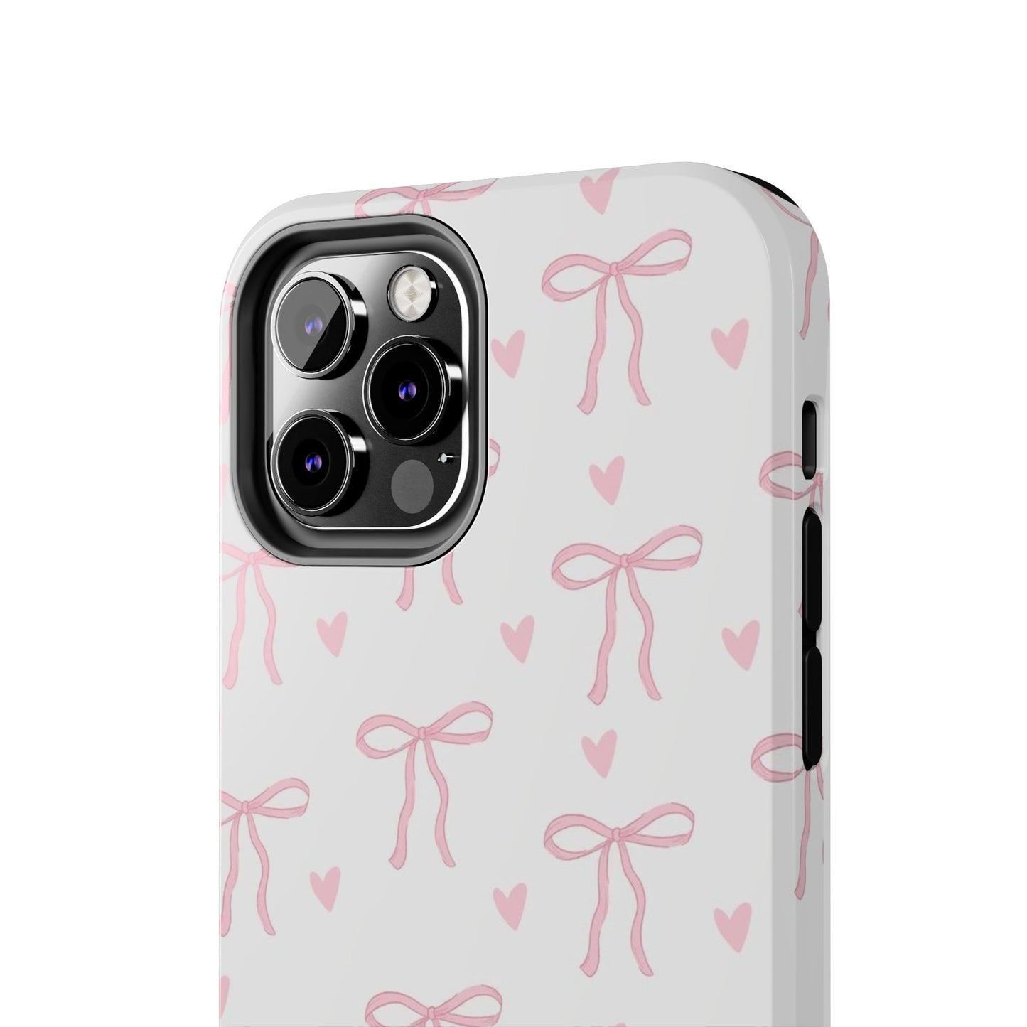 Cute Bow & Heart Tough Phone Case - Stylish Protection for All Occasions