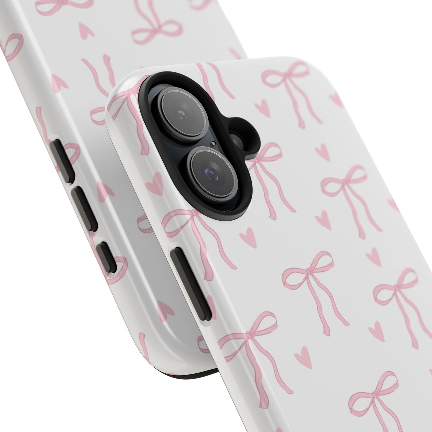 Cute Bow & Heart Tough Phone Case - Stylish Protection for All Occasions