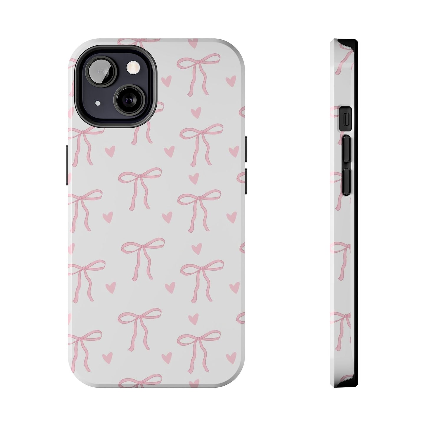 Cute Bow & Heart Tough Phone Case - Stylish Protection for All Occasions