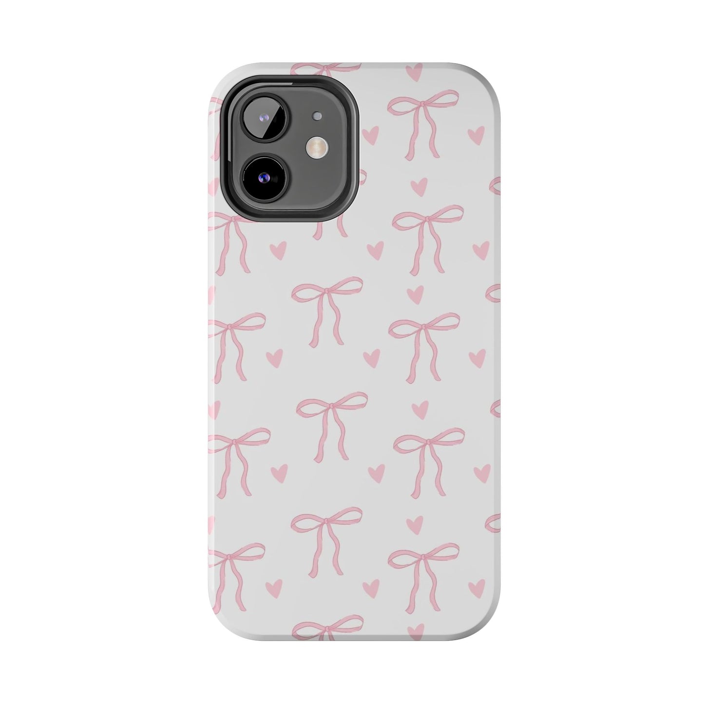 Cute Bow & Heart Tough Phone Case - Stylish Protection for All Occasions